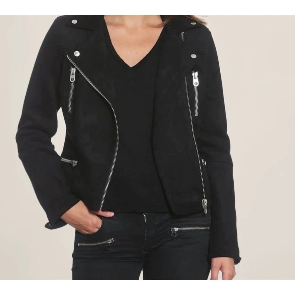 Members only Women's Faux Suede Biker Jacket black size S
